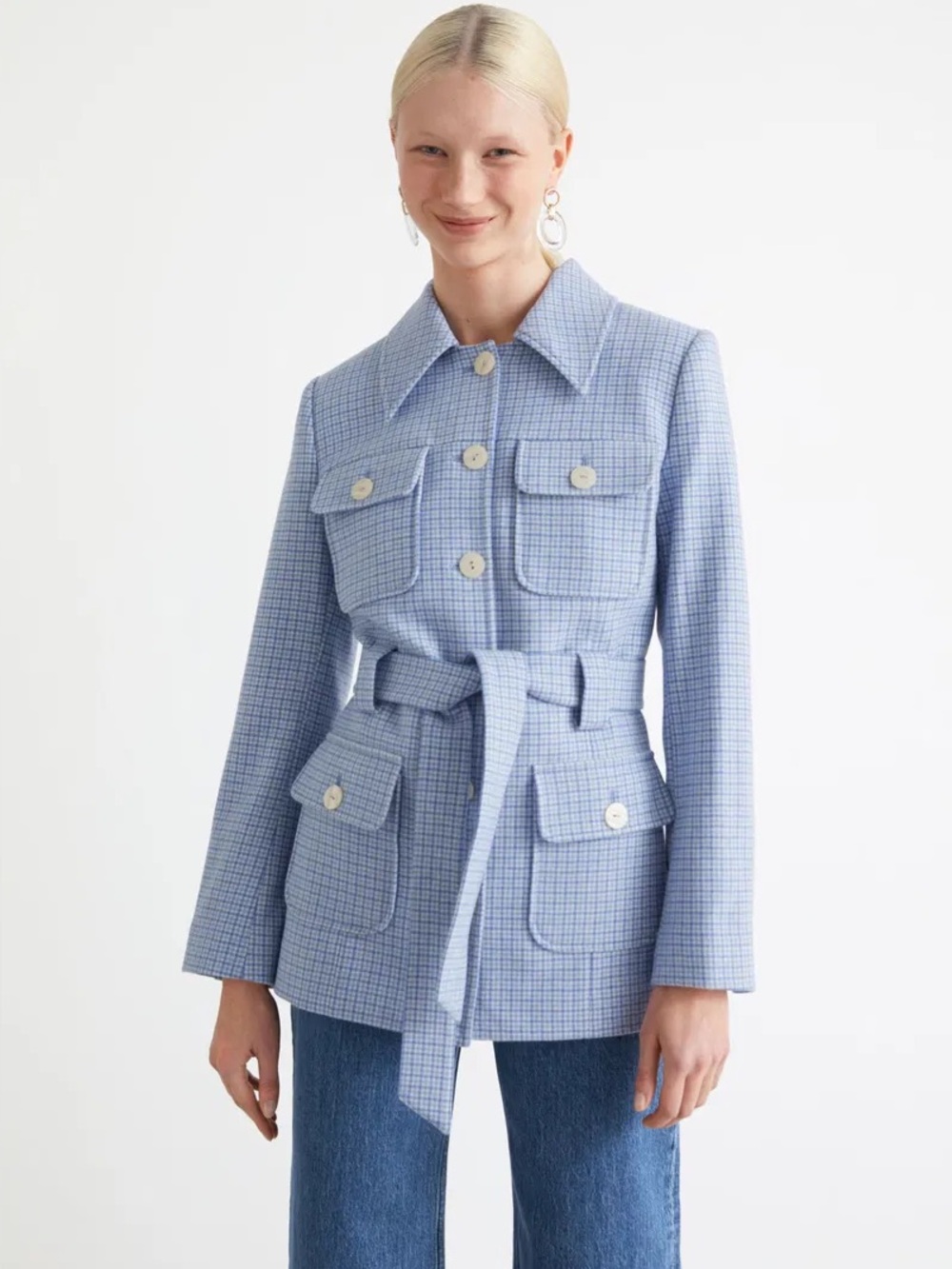 & Other Stories Belted Button Up Wool Jacket